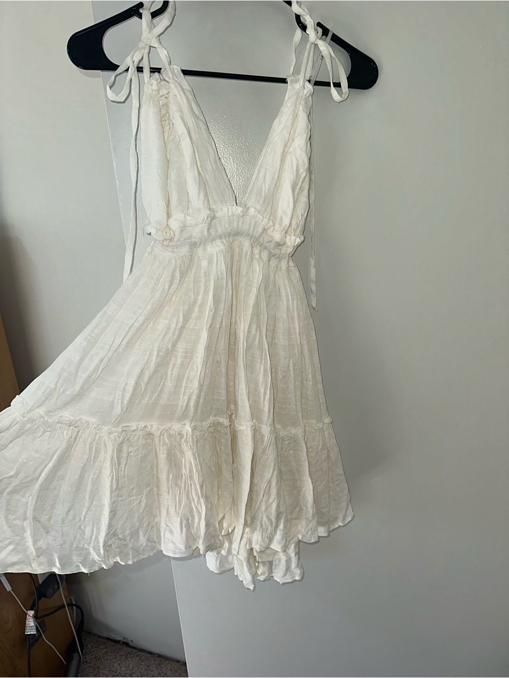 Lulu's Ivory Tie-Shoulder Mini Sundress